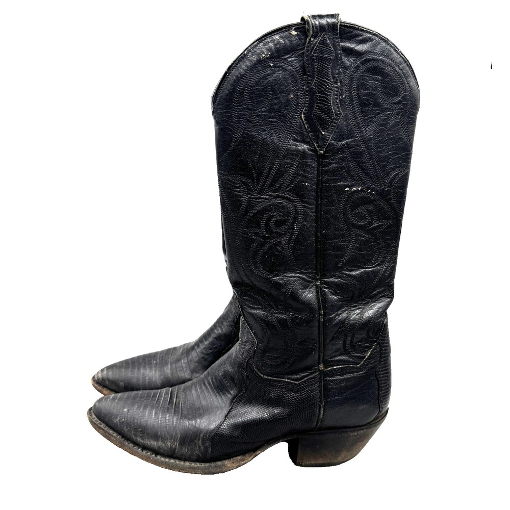 Dan Post Women's Teju Lizard Western Boots Size 6 M Black 2450 Cowgirl Landman